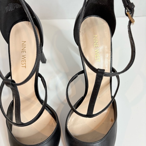 Nine West Black stiletto ankle strap Heels women’s size 10 - Picture 2 of 14